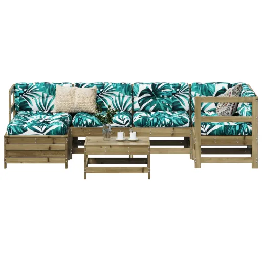 Conjunto Sofás Jardim Madeira de Pinho Impregnada (7 pcs)