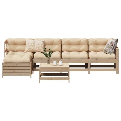 Conjunto Sofás de Jardim Madeira de Pinho Maciça (6 pcs)