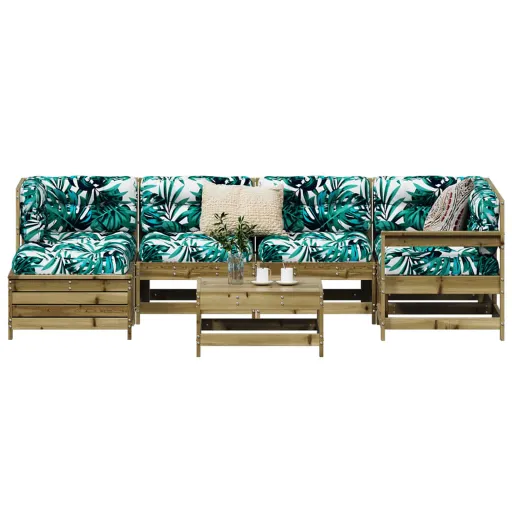 Conjunto Sofás Jardim Madeira de Pinho Impregnada (7 pcs)