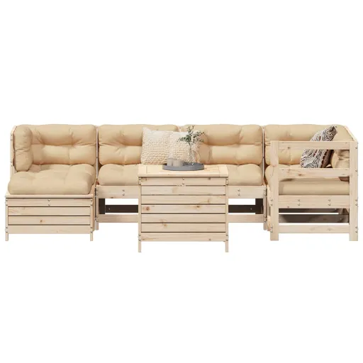 Conjunto de Sofás para Jardim Madeira de Pinho Maciça (7 pcs)