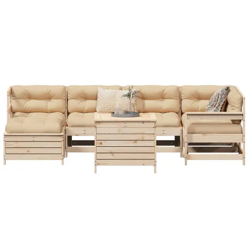 Conjunto de Sofás para Jardim Madeira de Pinho Maciça (7 pcs)