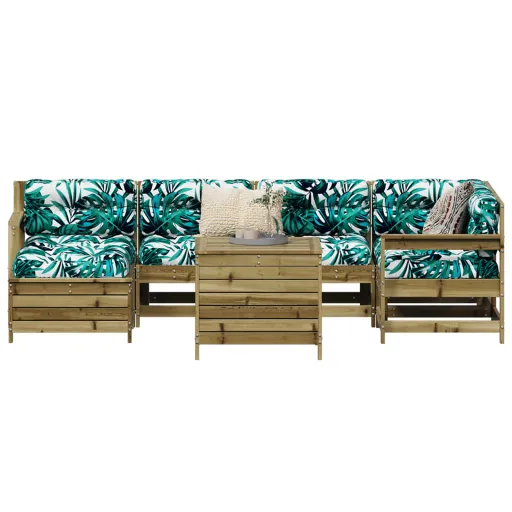 Conjunto Sofás Jardim Madeira de Pinho Impregnada (7 pcs)