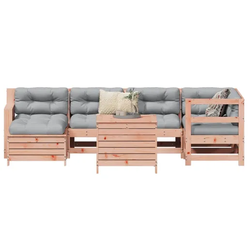 Conjunto Sofás Jardim Madeira Abeto-de-Douglas (7 pcs)