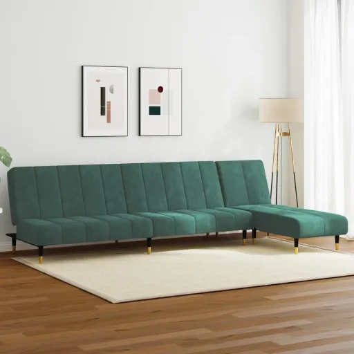 Conjunto de Sofás Veludo Verde-Escuro (2 pcs)