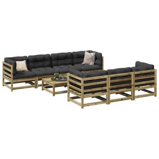 Conjunto Sofás de Jardim Madeira de Pinho Impregnada (8 pcs)