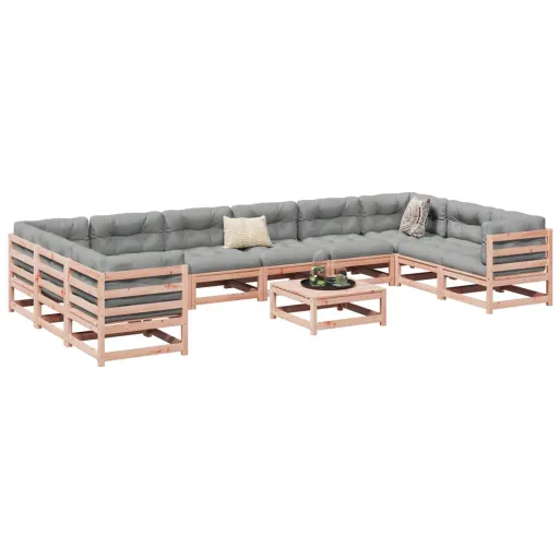 Conjunto Sofás Jardim Madeira Abeto-de-Douglas (11 pcs)