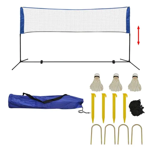 Conjunto Rede de Badminton com Volantes 300 x 155 cm