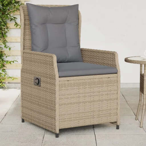 Cadeiras Jardim Reclináveis   Vime PE Bege (2 pcs)