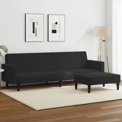 Conjunto de Sofás Veludo Preto (2 pcs)