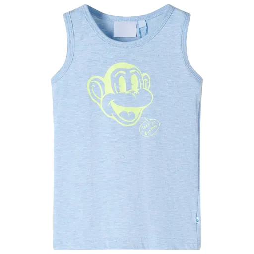 T-Shirt de Manga Cava para Criança Azul-Suave 128