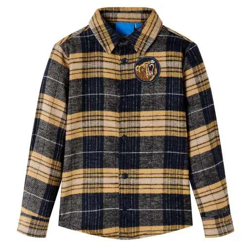 Camisa de Xadrez para Criança Amarelo e Preto 116