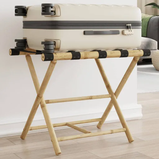 Suporte de Bagagem Dobrável 62x42x50,5 cm Bambu
