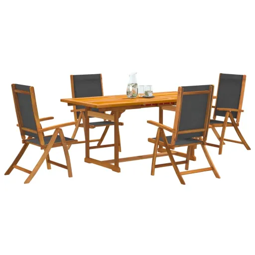 Conjunto de Jantar para Jardim Acácia Maciça e Textilene (5 pcs)