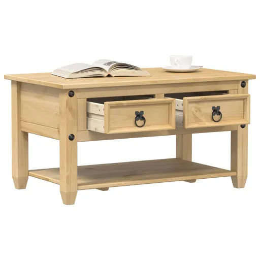 Mesa de Centro com Gavetas Corona 85x50x45 cm Pinho Maciço