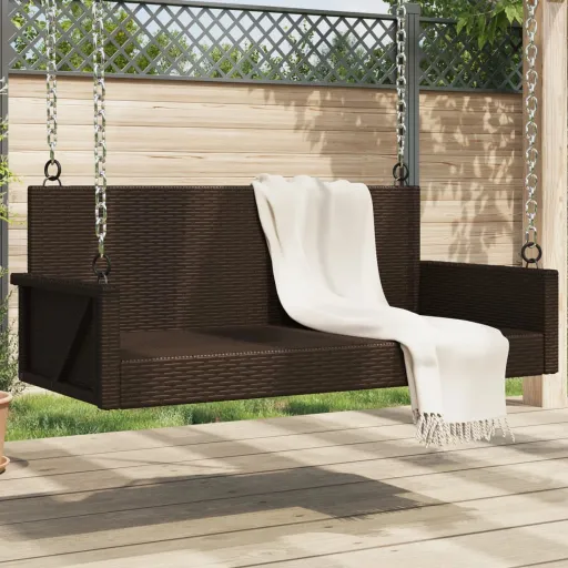 Banco Castanho 119x56x48 cm Vime PE Bege