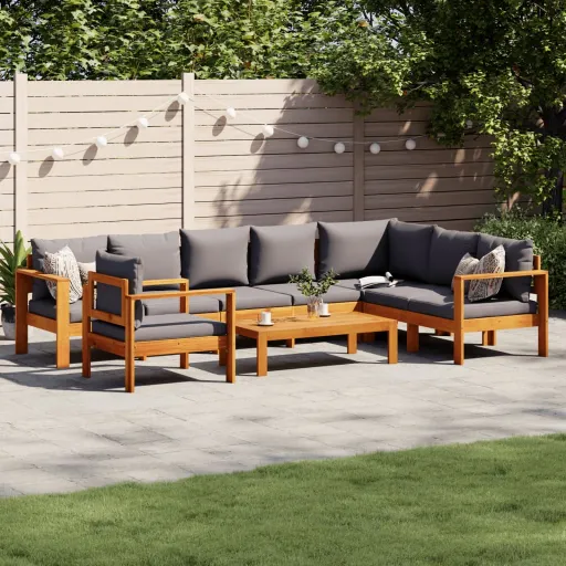 Conjunto de Sofás de Jardim com Almofadões Acácia Maciça (6 pcs)