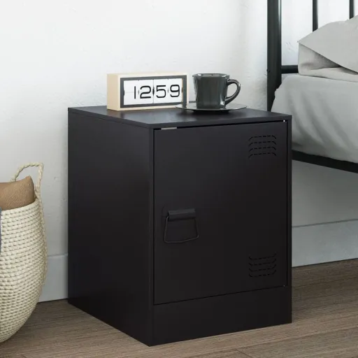 Mesa de Cabeceira 34,5x39x44 cm Aço Preto