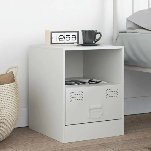 Mesa de Cabeceira 34,5x39x44 cm Aço Branco