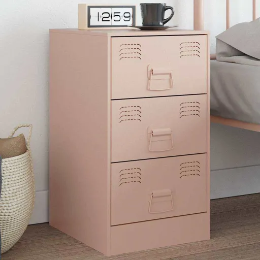 Mesa de Cabeceira 34,5x39x62 cm Aço Rosa