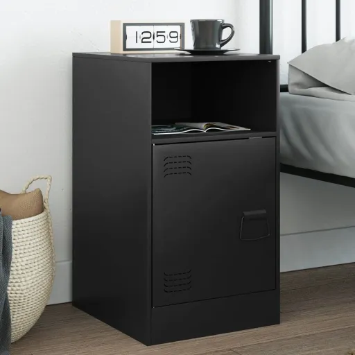 Mesa de Cabeceira 34,5x39x62 cm Aço Preto