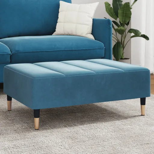 Apoio de Pés 77x55x31 cm Veludo Azul