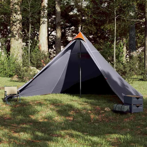 Tenda Familiar Tipi para 7 Pessoas Impermeável Cinza/Laranja