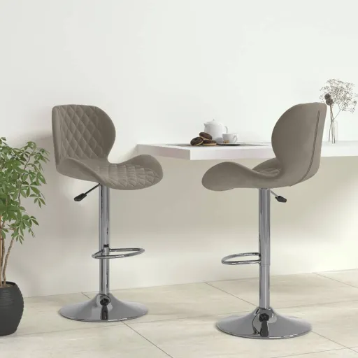 Bancos de Bar   Veludo Cinzento-Claro (2 pcs)