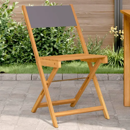 Cadeiras de Bistrô   Acácia Maciça e Tecido Antracite (2 pcs)