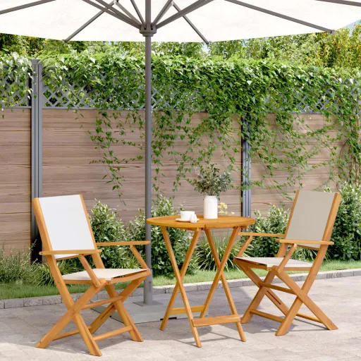 Conjunto de Bistrô Tecido e Madeira Maciça Branco Nata (3 pcs)