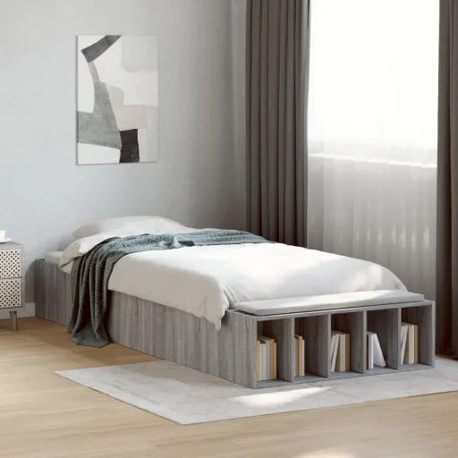 Estrutura Cama 90x200 cm Derivados de Madeira Cinzento Sonoma