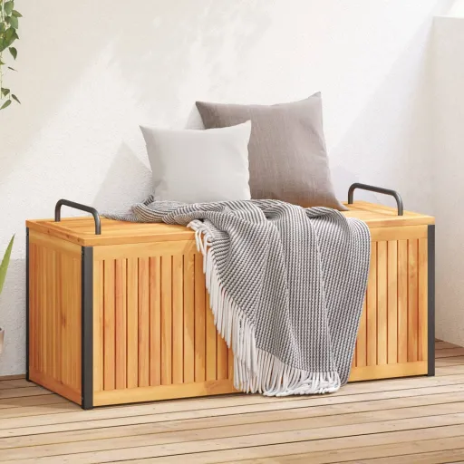 Caixa Almofadões de Exterior 110x45x42/53 cm Acácia Maciça/Aço
