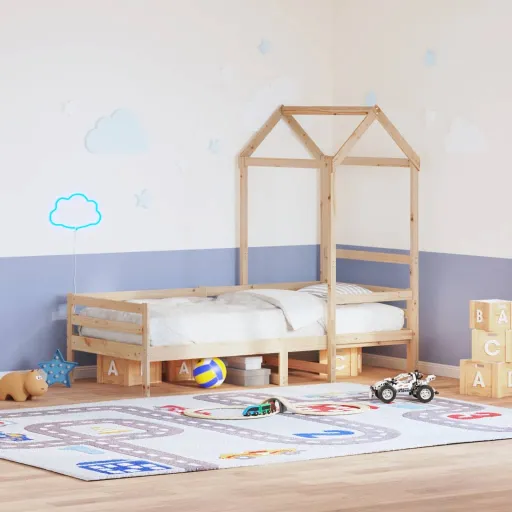 Sofá-Cama com Telhado 90x200 cm Madeira de Pinho Maciça