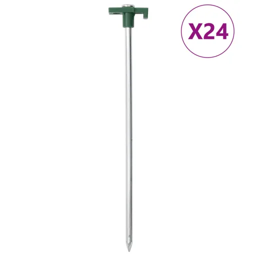 Estacas para Tenda   25 cm 7 mm Aço Galvanizado e PP (24 pcs)