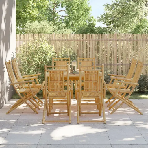 Cadeiras de Jardim Dobráveis   53x66x99 cm Bambu (8 pcs)