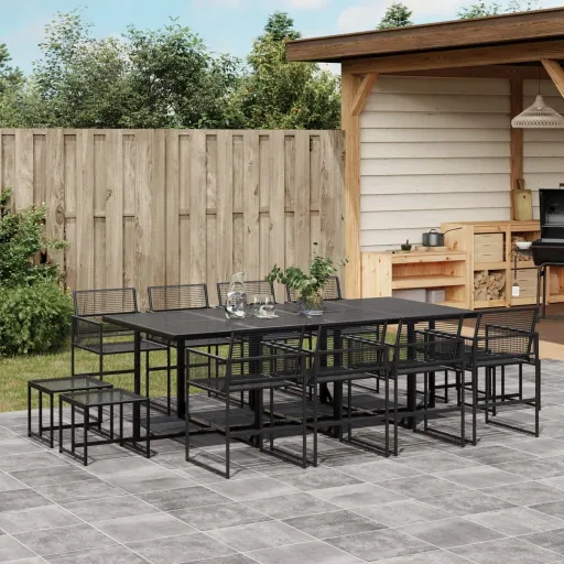 Conjunto de Jantar p/Jardim Vime PE Preto (13 pcs)