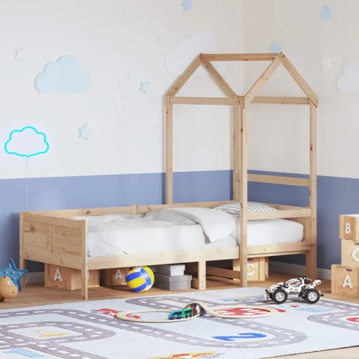 Sofá-Cama com Telhado 80x200 cm Madeira de Pinho Maciça