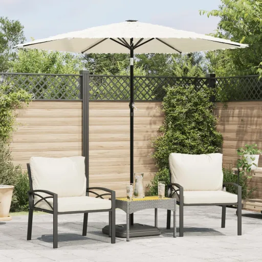 Guarda-Sol de Jardim com Poste de Aço 223x223x213 cm Branco