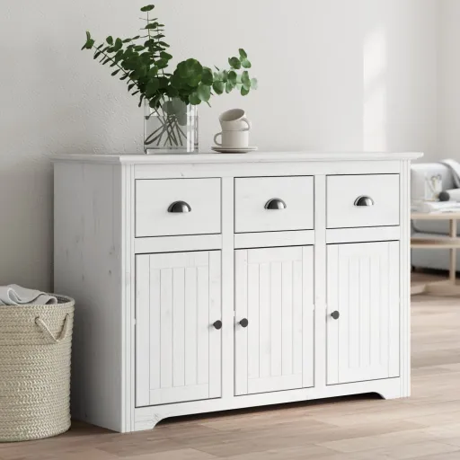 Aparador BODO 115,5x44x80 cm Madeira de Pinho Maciça Branco