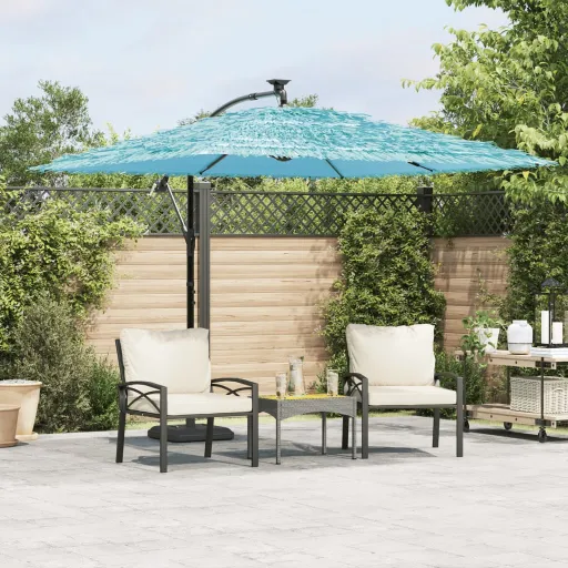 Guarda-Sol de Jardim com Poste de Aço 269x269x235 cm Azul