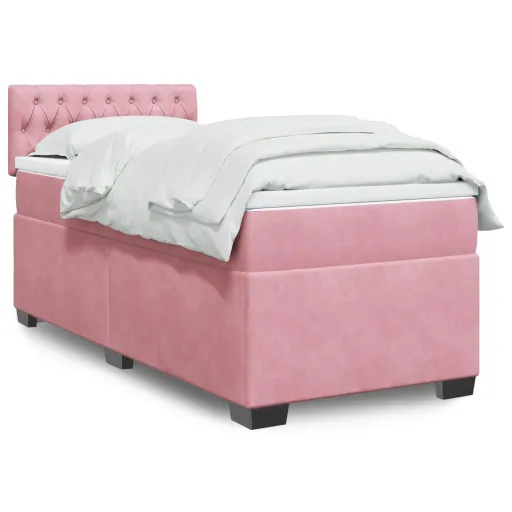 Cama com Molas/Colchão 90x190 cm Veludo Rosa