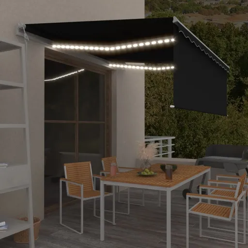 Toldo Automático c/ Estore/LED/Sensor de Vento 4x3 m Antracite