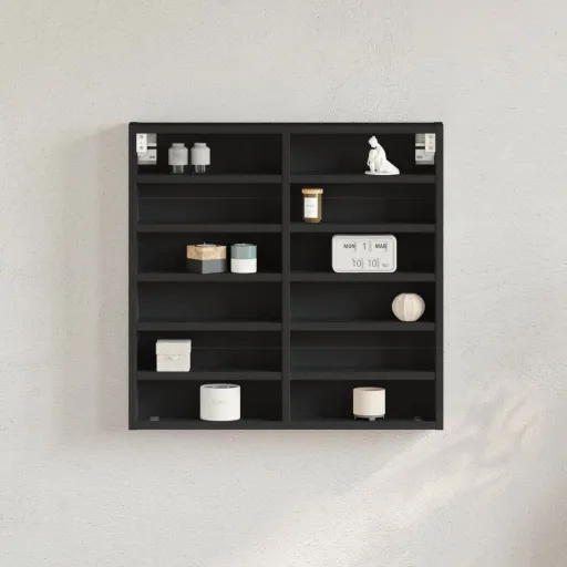 Armário Vitrine 60x8,5x58 cm Derivados de Madeira Preto