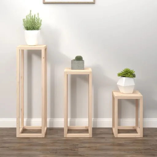 Conjunto de Suporte Plantas Pinho Maciço (3 pcs)