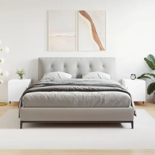 Mesa de Cabeceira   40x40x50 cm Derivados de Madeira Branco (2 pcs)