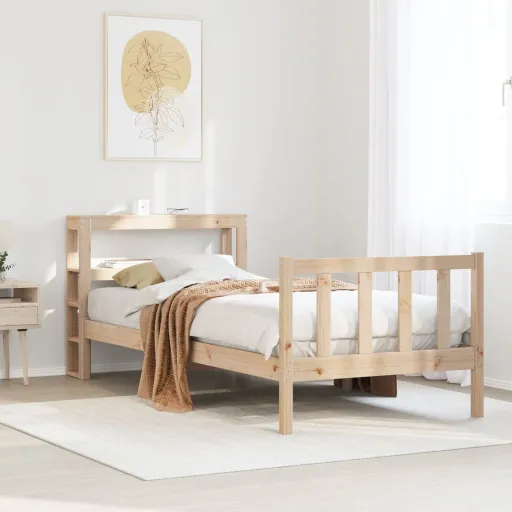 Cama Sem Colchão 90x200 cm Madeira de Pinho Maciça