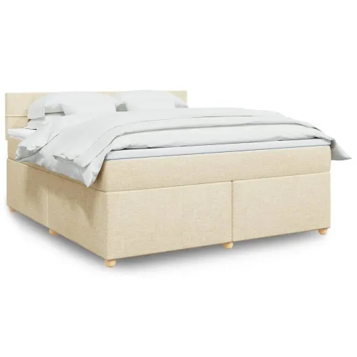 Cama com Molas/Colchão 180x200 cm Tecido Cor Creme