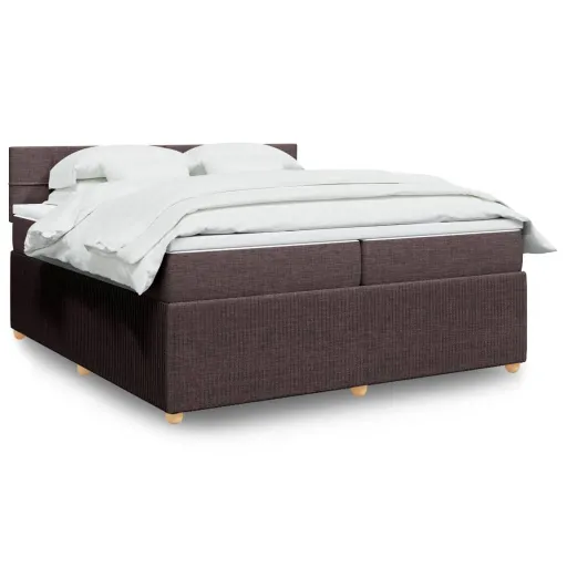 Cama com Molas/Colchão 200x200 cm Tecido Castanho-Escuro