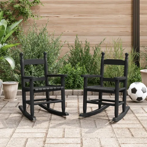 Cadeiras de Baloiço Infantis   Álamo Maciço Preto (2 pcs)