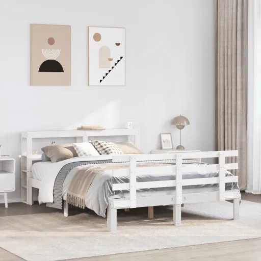 Estrutura de Cama c/ Cabeceira Sem Colchão 160x200 cm Branco