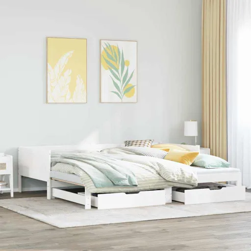 Sofá-Cama com Gavetão e Gavetas Sem Colchão 80x200 cm Branco